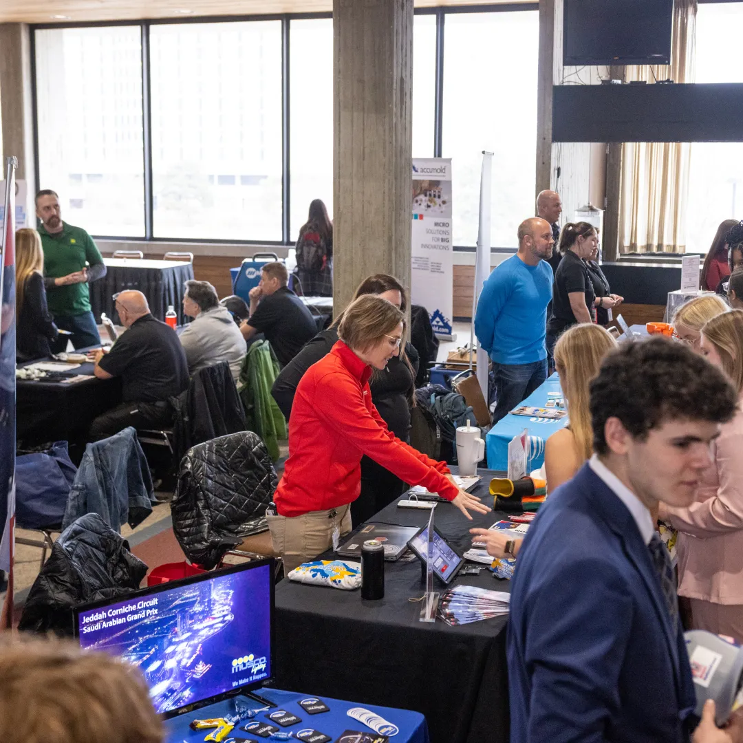career fair with many booths